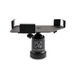The Mob Tab Mount Maxx Magnetic is a sleek, black stand featuring an adjustable design with a wide base and two clamps for securely holding devices. The minimalist design, branded by Mob Armor, makes it ideal for mounting gadgets.
