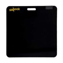 A square, black Skyhook Contact Mat with a small handle cutout at the top and a gray corner section.