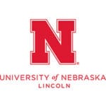 The image shows the logo of the University of Nebraska–Lincoln. A large red letter N is displayed above the text University of Nebraska Lincoln in red capital letters on a white background.