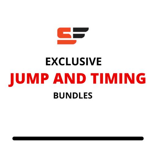 The image displays the SF logo at the top, followed by bold text: EXCLUSIVE JUMP AND TIMING SYSTEM BUNDLE. At the bottom, theres a horizontal black line.